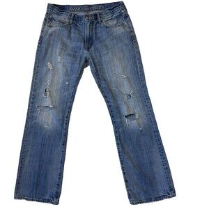 American Eagle Mens Original Boot Distressed Jeans, 33x32 (measures 33x30)